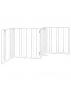 Cancello Cani Porta Pieghevole Bianco 4 Pannelli 320 cm Pioppo