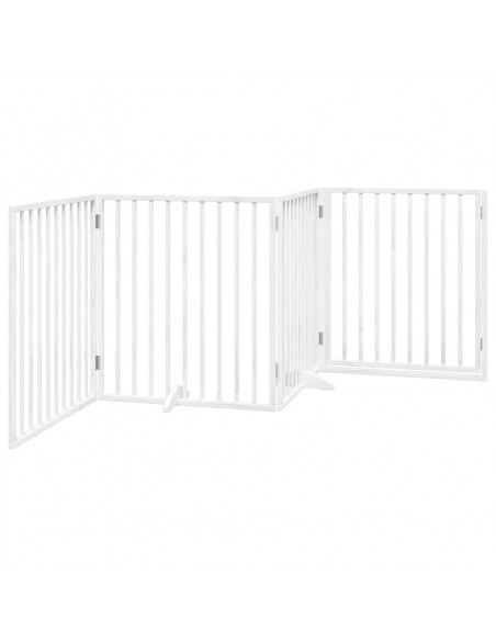 Cancello Cani Porta Pieghevole Bianco 4 Pannelli 320 cm Pioppo