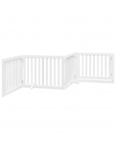 Cancello Cani Porta Pieghevole Bianco 4 Pannelli 320 cm Pioppo