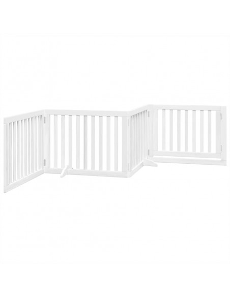 Cancello Cani Porta Pieghevole Bianco 4 Pannelli 320 cm Pioppo