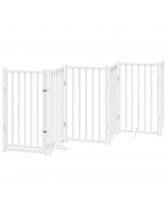 Cancello Cani Pieghevole Bianco 6 Pannelli 300cm Massello Abete 2