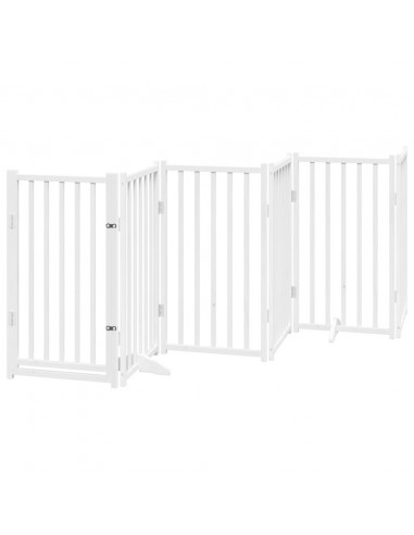 Cancello Cani Pieghevole Bianco 6 Pannelli 300cm Massello Abete
