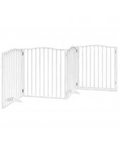 Cancello Cani Porta Pieghevole Bianco 4 Pannelli 320 cm Pioppo