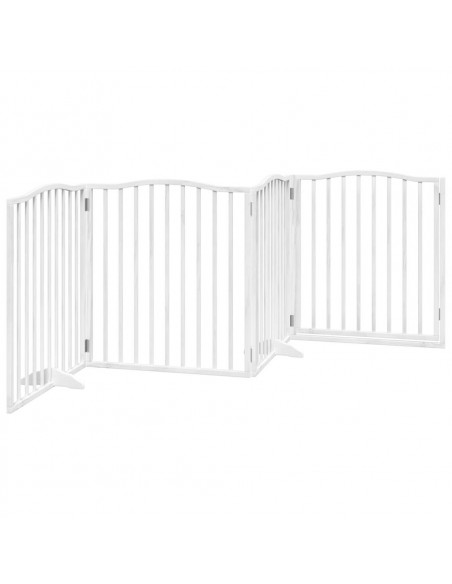 Cancello Cani Porta Pieghevole Bianco 4 Pannelli 320 cm Pioppo