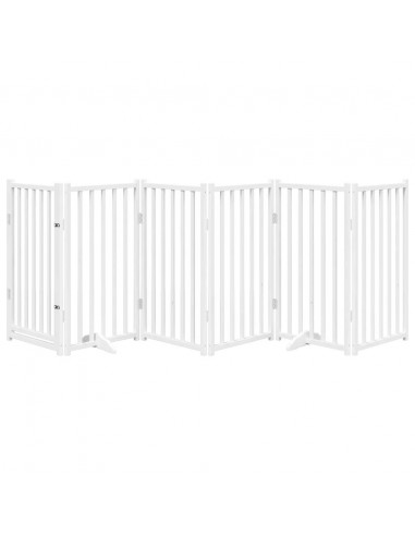 Cancello Cani Pieghevole Bianco 6 Pannelli 300cm Massello Abete