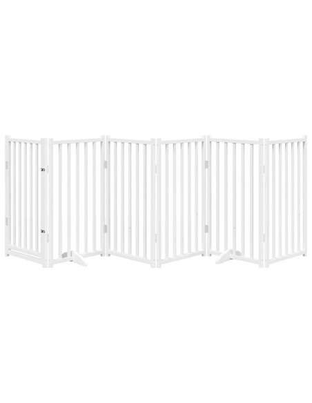 Cancello Cani Pieghevole Bianco 6 Pannelli 300cm Massello Abete