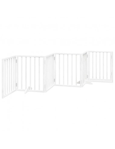 Cancello Cani Porta Pieghevole Bianco 6 Pannelli 300 cm Pioppo