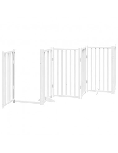 Cancello Cani Pieghevole Bianco 6 Pannelli 300cm Massello Abete