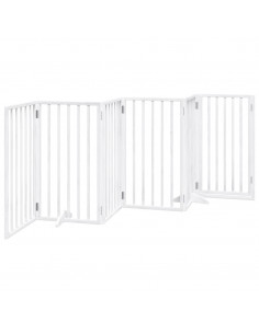 Cancello Cani Porta Pieghevole Bianco 6 Pannelli 300 cm Pioppo