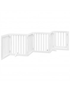 Cancello Cani Porta Pieghevole Bianco 6 Pannelli 300 cm Pioppo