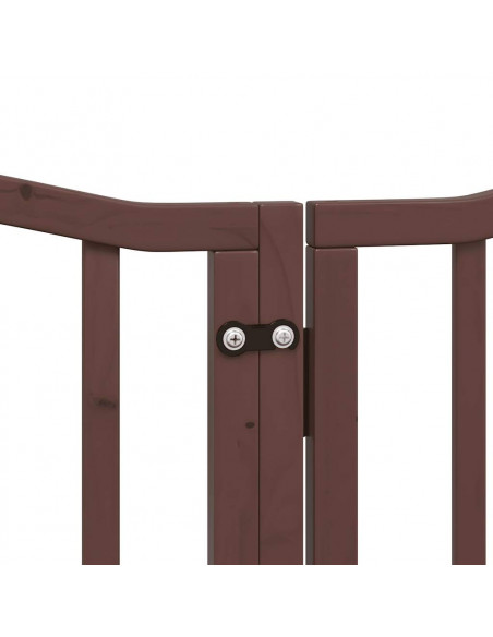 Cancello Cani Porta Pieghevole Marrone 15 Pannelli 750cm Pioppo