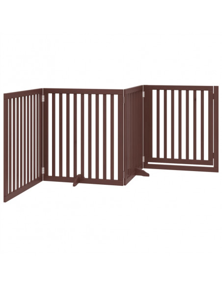 Cancello Cani Porta Pieghevole Marrone 4 Pannelli 320cm Pioppo