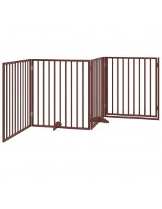 Cancello Cani Porta Pieghevole Marrone 4 Pannelli 320cm Pioppo