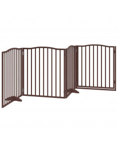 Cancello Cani Porta Pieghevole Marrone 4 Pannelli 320cm Pioppo