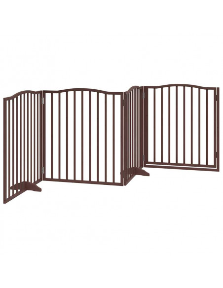 Cancello Cani Porta Pieghevole Marrone 4 Pannelli 320cm Pioppo