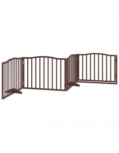 Cancello Cani Porta Pieghevole Marrone 4 Pannelli 320cm Pioppo