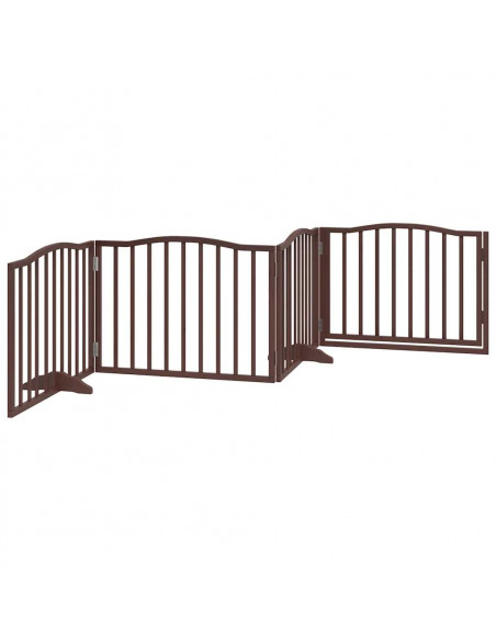 Cancello Cani Porta Pieghevole Marrone 4 Pannelli 320cm Pioppo