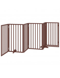 Cancello Cani Porta Pieghevole Marrone 6 Pannelli 300cm Pioppo