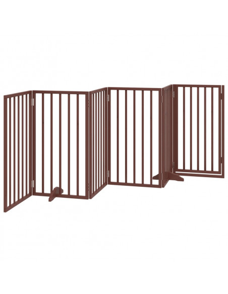 Cancello Cani Porta Pieghevole Marrone 6 Pannelli 300cm Pioppo