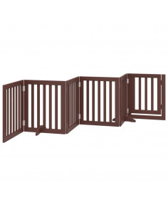Cancello Cani Porta Pieghevole Marrone 6 Pannelli 300cm Pioppo