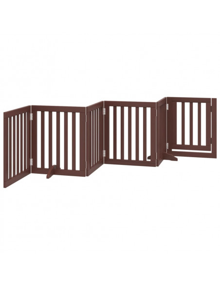 Cancello Cani Porta Pieghevole Marrone 6 Pannelli 300cm Pioppo