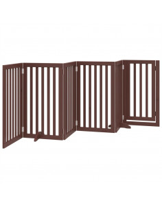 Cancello Cani Porta Pieghevole Marrone 6 Pannelli 300cm Pioppo