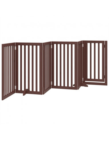 Cancello Cani Porta Pieghevole Marrone 6 Pannelli 300cm Pioppo