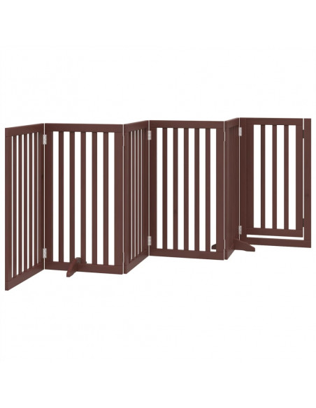 Cancello Cani Porta Pieghevole Marrone 6 Pannelli 300cm Pioppo