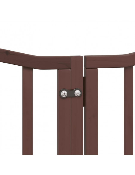 Cancello Cani Porta Pieghevole Marrone 9 Pannelli 450cm Pioppo