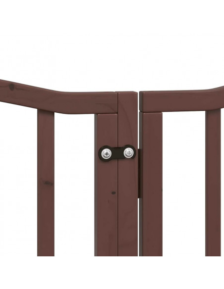 Cancello Cani Porta Pieghevole Marrone 9 Pannelli 450cm Pioppo