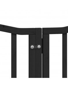 Cancello Cani Porta Pieghevole Nero 12 Pannelli 600 cm Pioppo