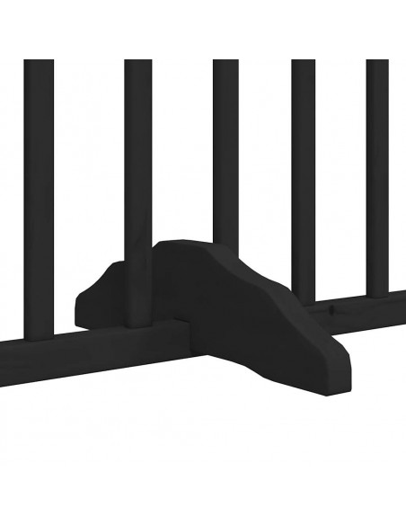 Cancello Cani Porta Pieghevole Nero 8 Pannelli 640 cm Pioppo