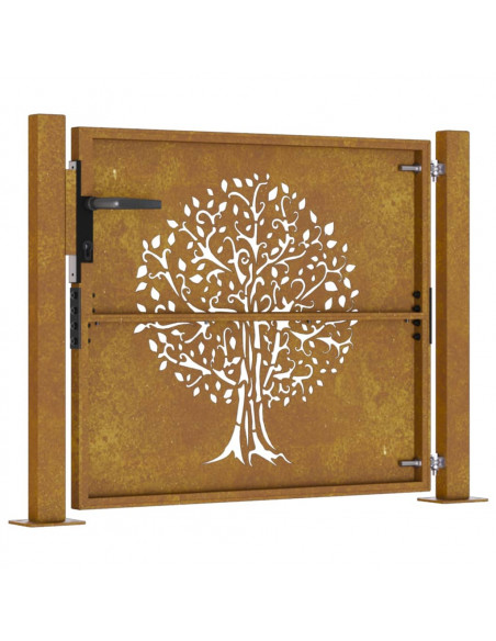 Cancello da giardino 100x100 cm in acciaio Corten con design ad albero