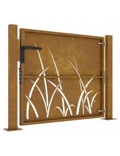 Cancello da Giardino 105x105 cm in Acciaio Corten Design Erba
