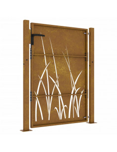 Cancello da Giardino 105x130 cm in Acciaio Corten Design Erba