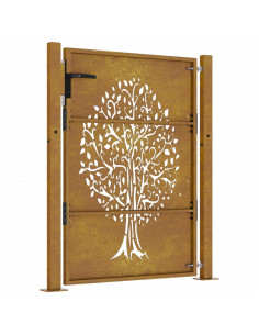 Cancello da Giardino 105x155 cm in Acciaio Corten Design Albero