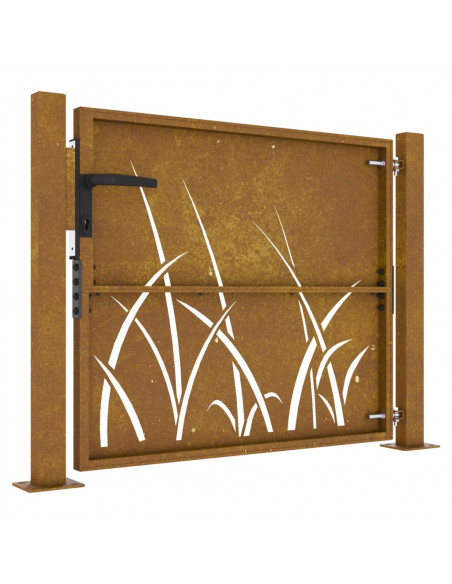 Cancello da Giardino 105x80 cm in Acciaio Corten Design Erba