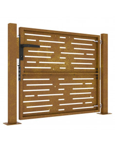 Cancello da Giardino 105x80m in Acciaio Corten Design Quadrato