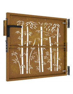 Cancello da Giardino 85x100 cm in Acciaio Corten Design Bambù