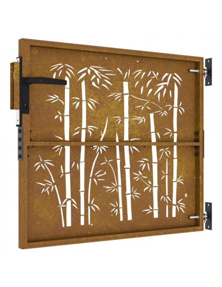 Cancello da Giardino 85x100 cm in Acciaio Corten Design Bambù