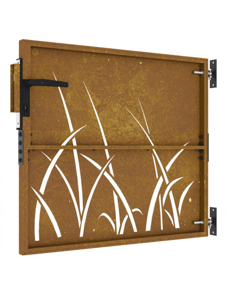 Cancello da Giardino 85x100 cm in Acciaio Corten Design Erba