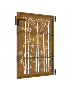 Cancello da Giardino 85x125 cm in Acciaio Corten Design Bambù