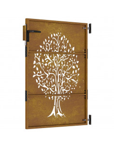 Cancello da Giardino 85x150 cm in Acciaio Corten Design Albero