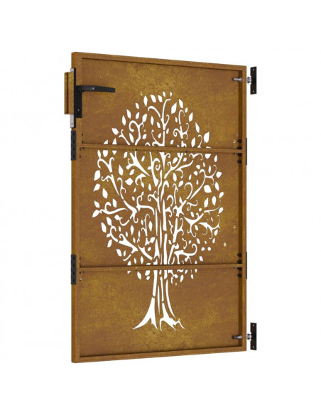 Cancello da Giardino 85x150 cm in Acciaio Corten Design Albero