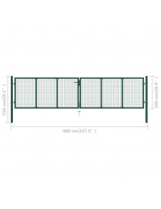Cancello da Giardino a Rete in Acciaio 400x100 cm Verde