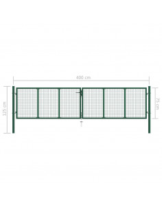 Cancello da Giardino a Rete in Acciaio 400x75 cm Verde