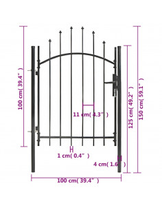 Cancello da Giardino in Acciaio 1x1,5 m Nero