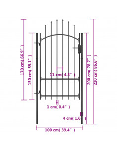 Cancello da Giardino in Acciaio 1x2,2 m Nero