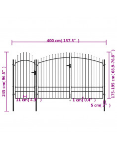 Cancello da Giardino in Acciaio 2,45x4 m Nero