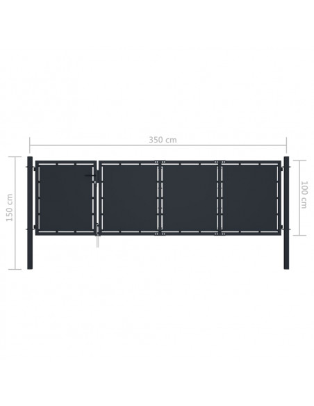 Cancello da Giardino in Acciaio 350x100 cm Antracite
